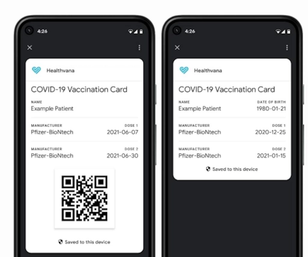 Google digital Covid-19 vaccine cards