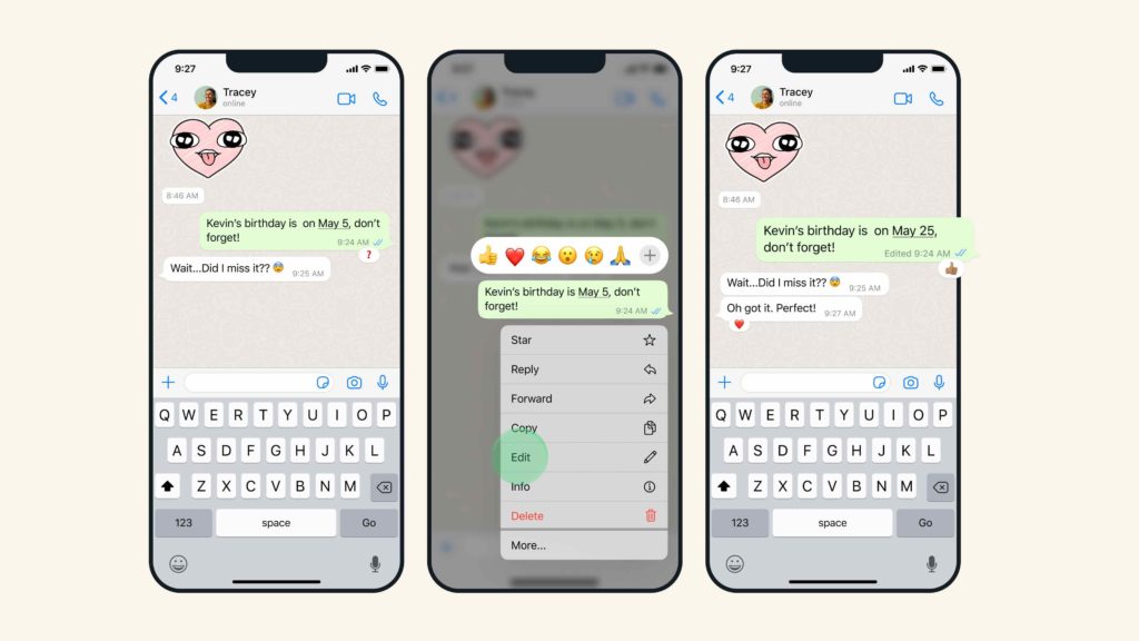 WhatsApp Message Editing